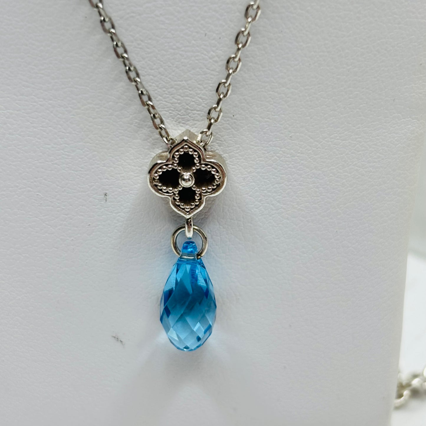 New BRIGHTON Toledo Alto Brio Aqua Blue Teardrop Clover Necklace