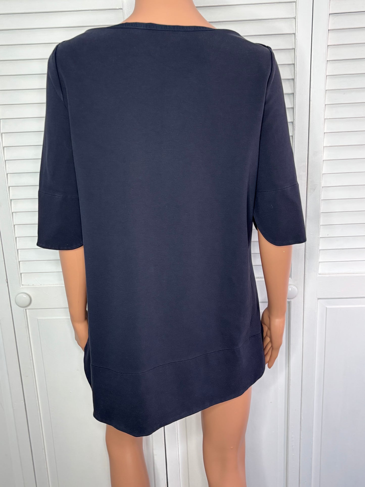 COS Navy Blue Boat Neck Structured Shift Dress Size Medium