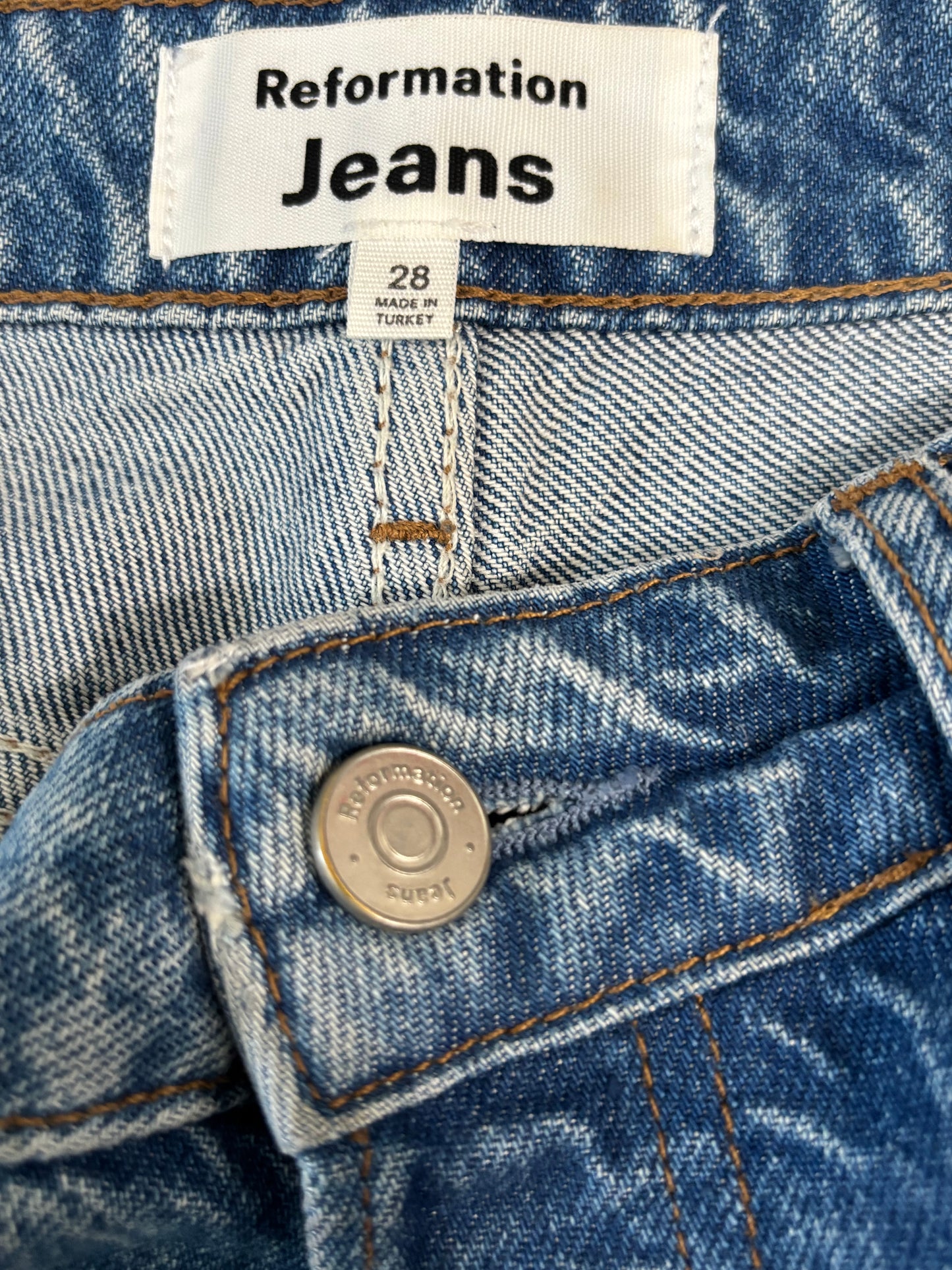 REFORMATION Cynthia High Rise Blue Jeans Size 28