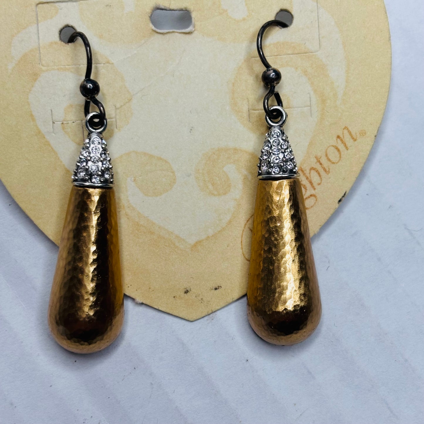 New BRIGHTON Salon Hammered Gold Teardrop Earrings