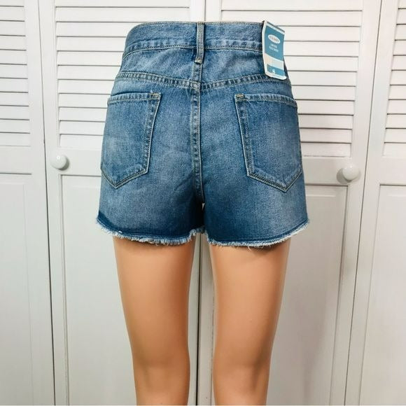 OLD NAVY Blue Denim Distressed Low Rise Shorts Size 8 *NEW*