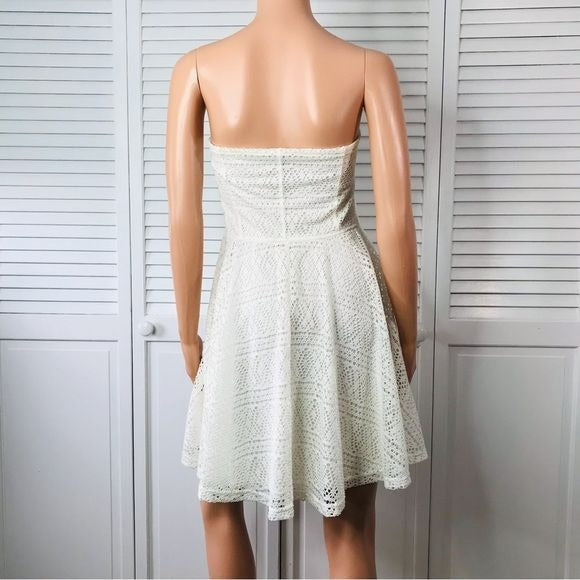 EXPRESS White Eyelet Strapless Dress Size L