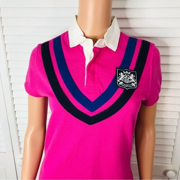 RALPH LAUREN SPORT Pink Short Sleeve Collared Polo Dress Size M *NEW*