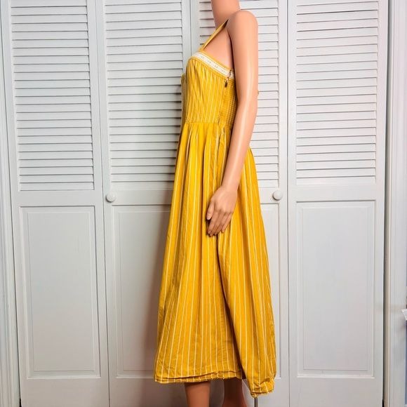 THE GREAT Yellow Striped Hourglass The Laurel Dress Size 2