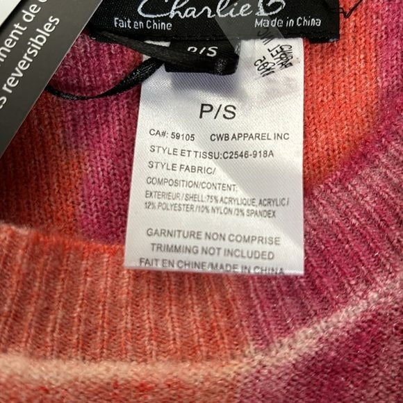 *NEW* CHARLIE B Reversible Harbor Sunset Orchid Camo Sweater Size S