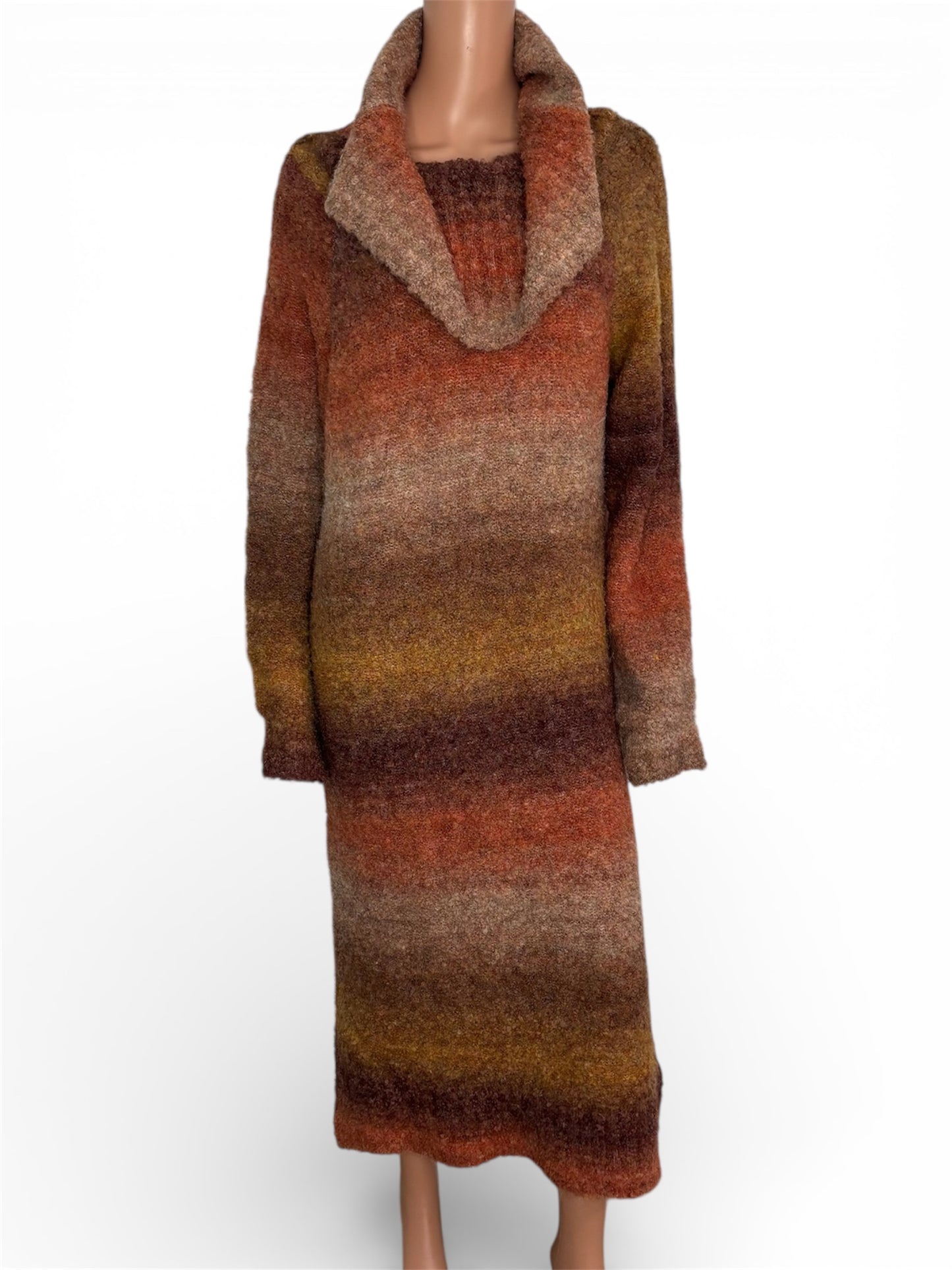 CASLON Ombré Mock Neck Sweater Dress in Sunset Orange Size Medium