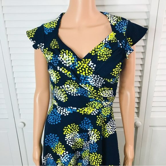 LEOTA Navy Blue Textured Stretch Shift Dress Size S *NEW*