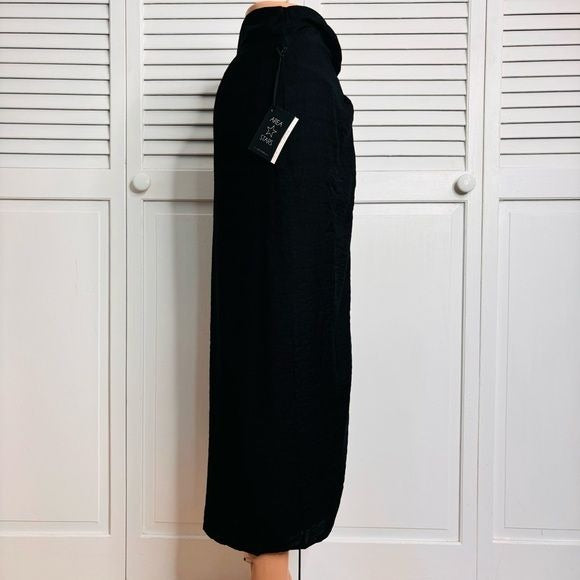 *NEW* AREA STARS Black Neela Draped Midi Skirt Size S