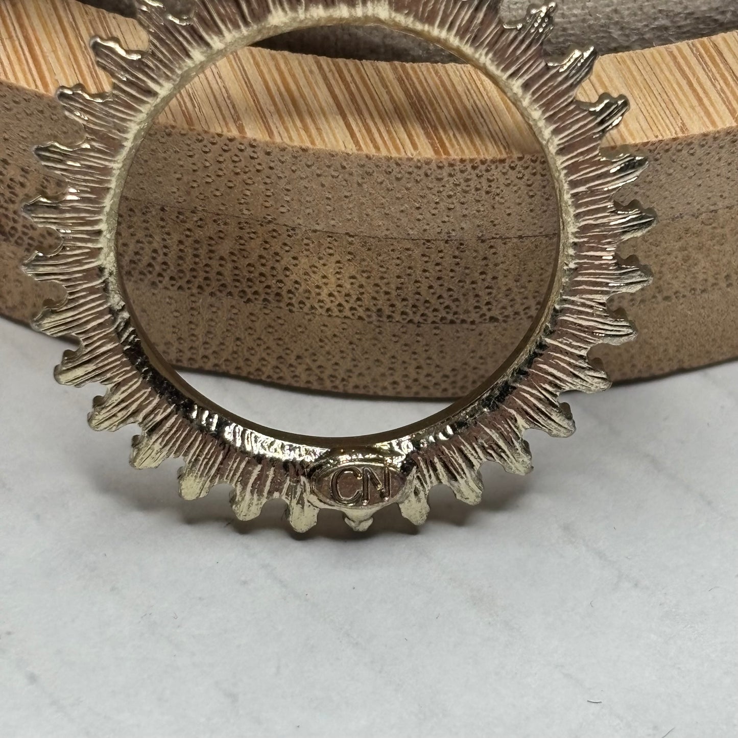 Set of 5 Gold Tone Stackable Bangles with Rhinestone Charms