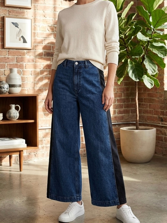 RACHEL COMEY Garra Wide Leg Two-Tone Denim Jeans Size 8