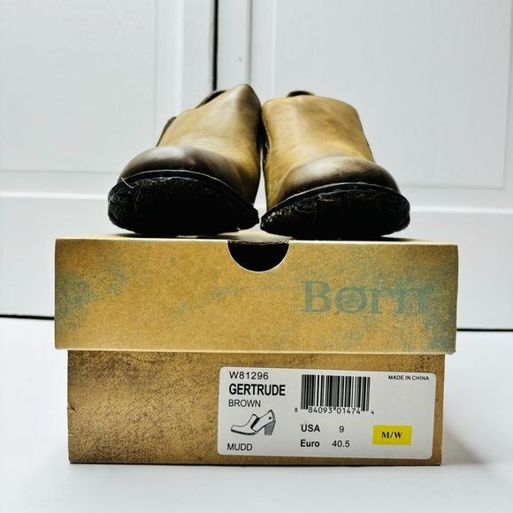 *NEW* BORN Gertrude Brown Mudd Block Heel Shoes Size 9