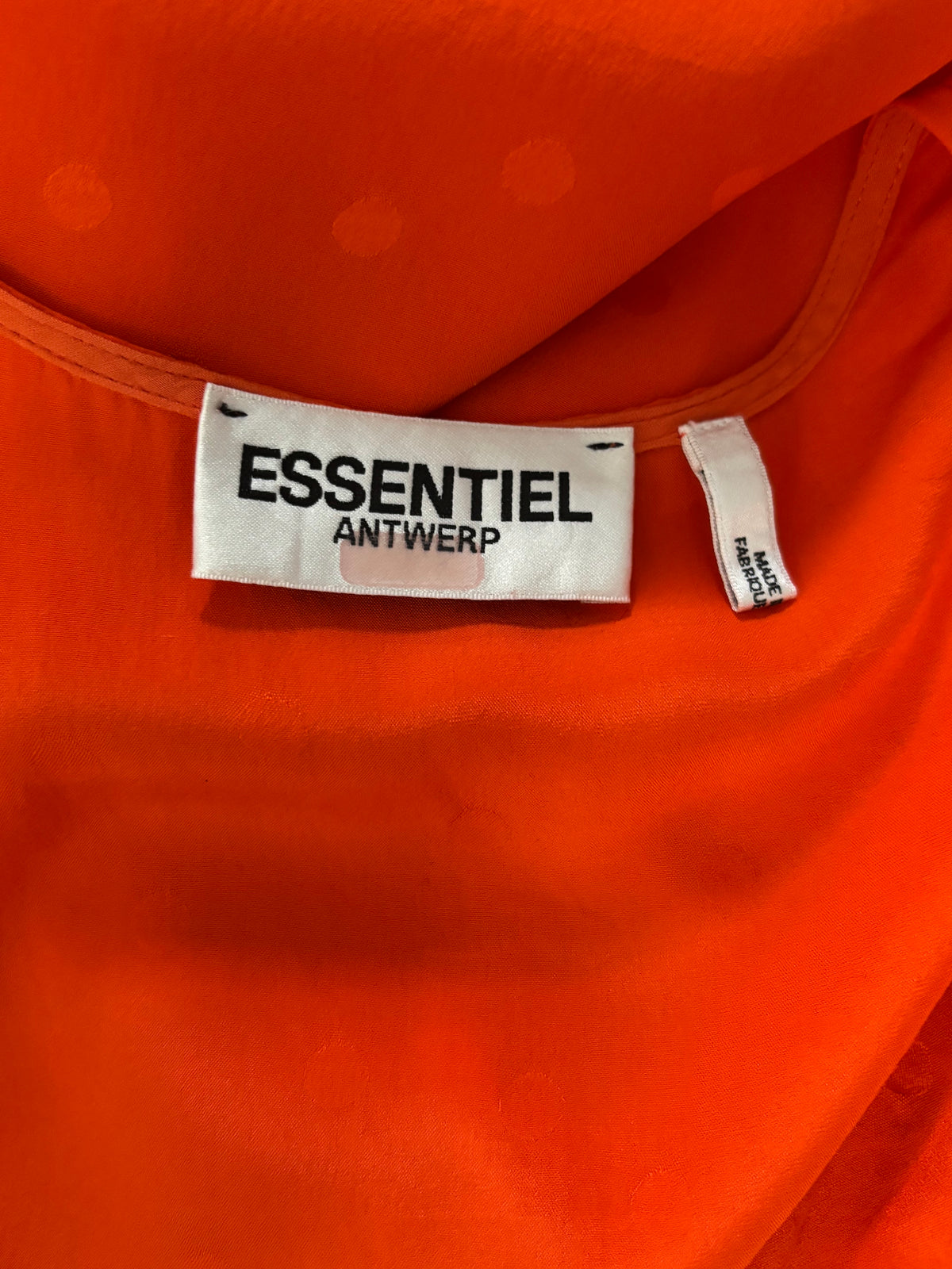 ESSENTIEL ANTWERP Viesbeth Orange Jacquard Silk Midi Dress Size Small