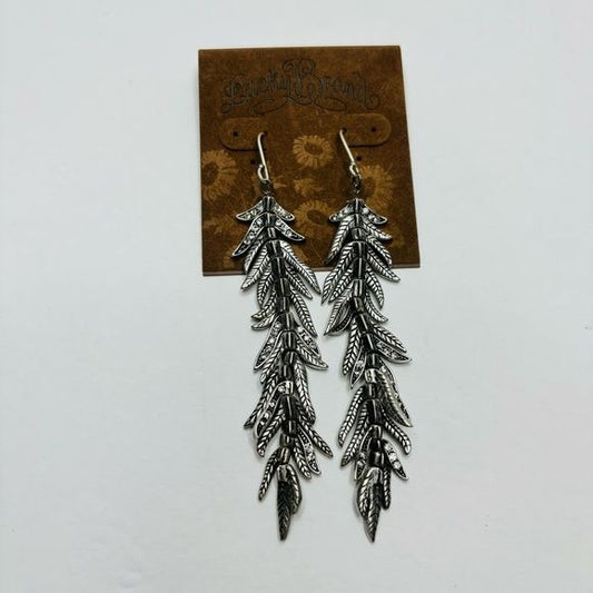 *NEW* LUCKY BRAND Silver Feather Design Earrings