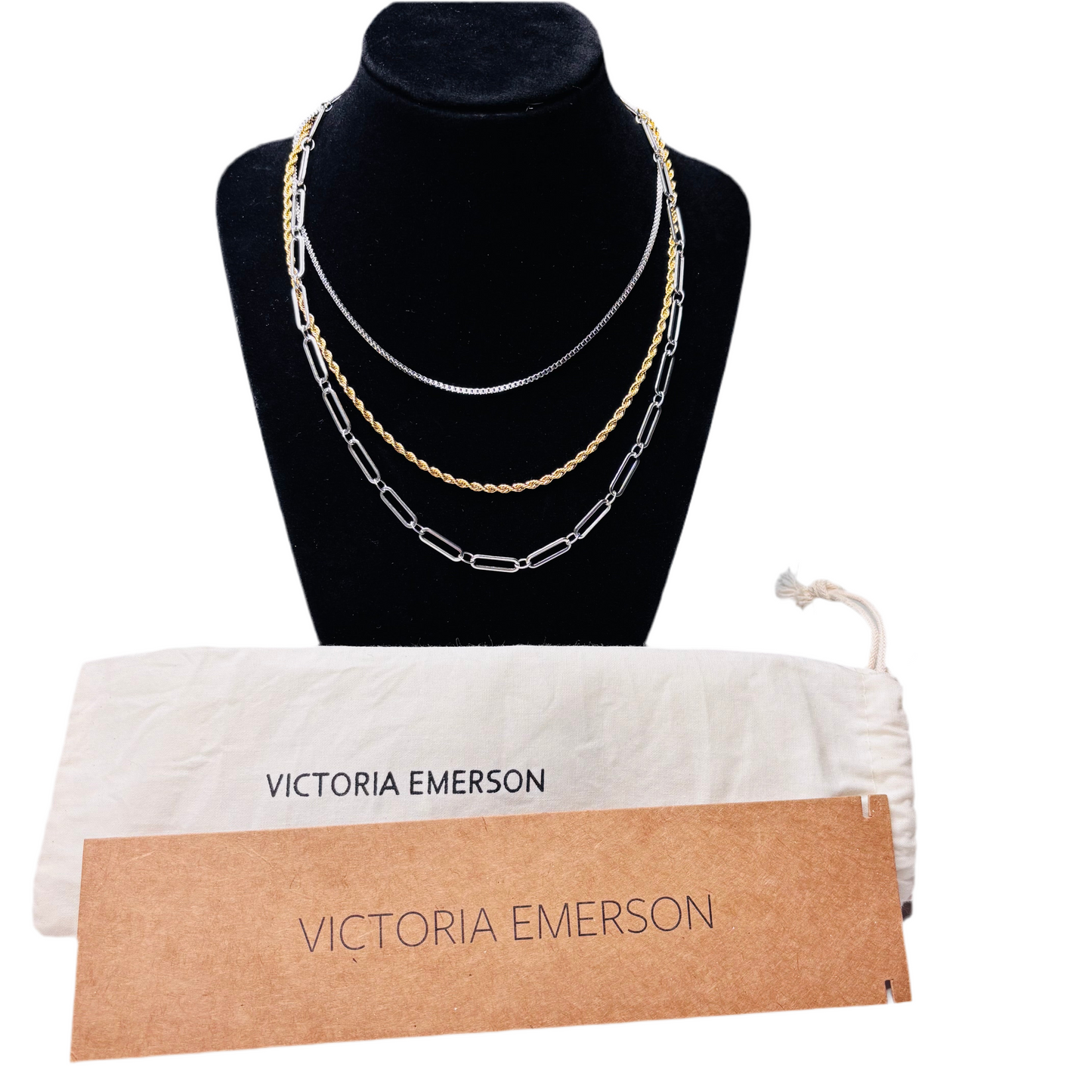 *New* VICTORIA EMERSON Corrine Layered Mixed Metals Chain Necklace