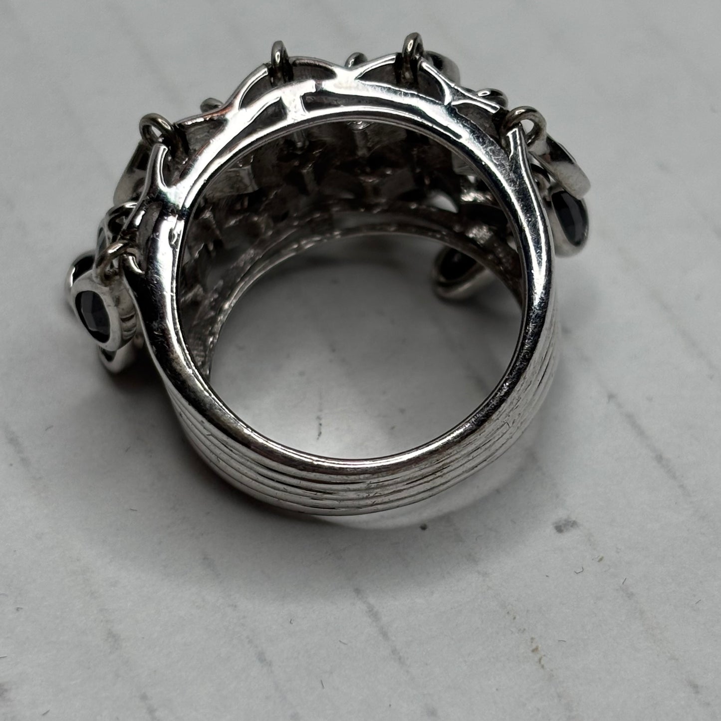 MICHAEL VALITUTTI Gems en Vogue Sterling Silver Black Spinel Shaker Ring Size 8