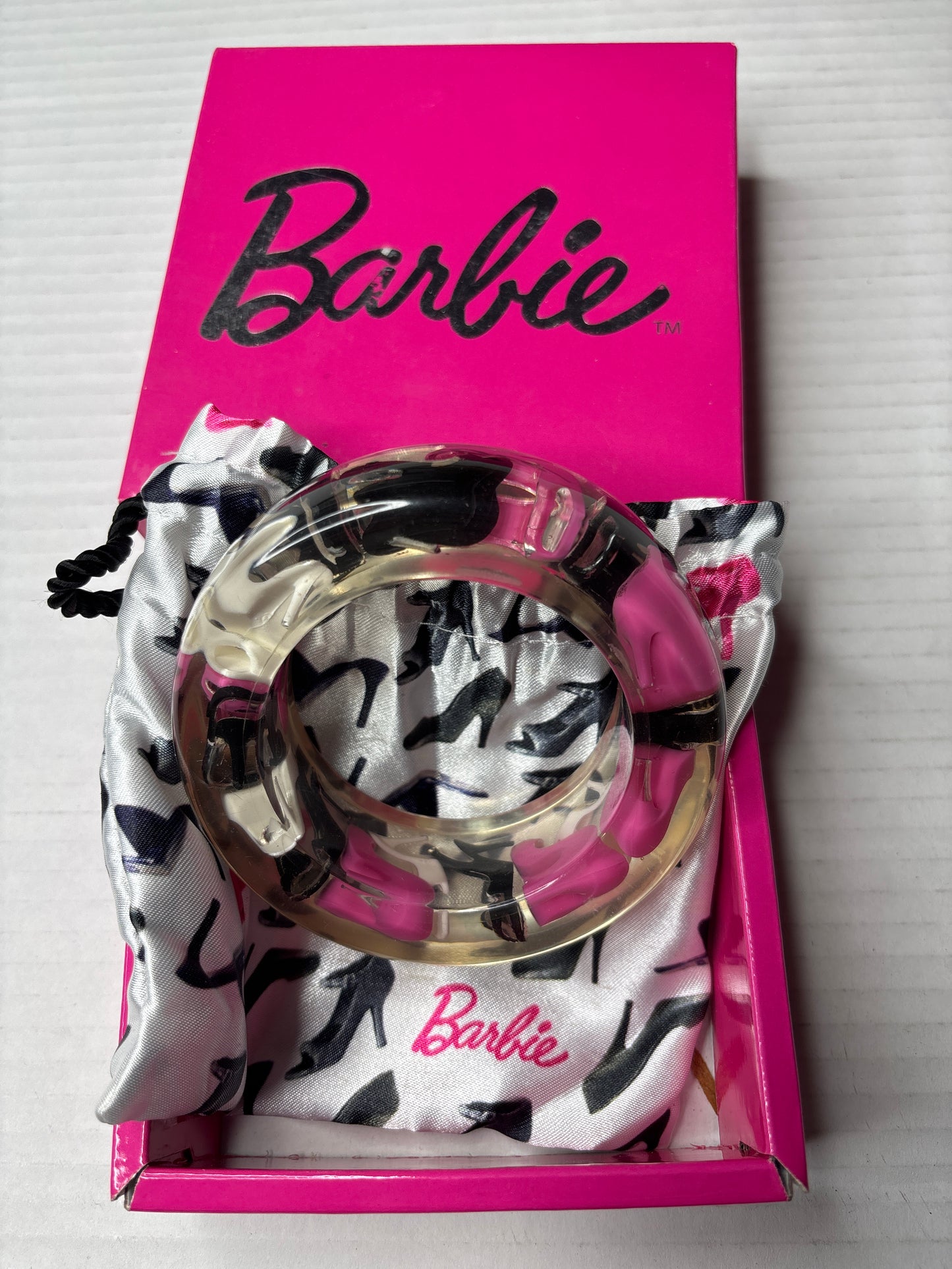 BARBIE Lucite High Heel Shoe Encased Bangle Bracelet