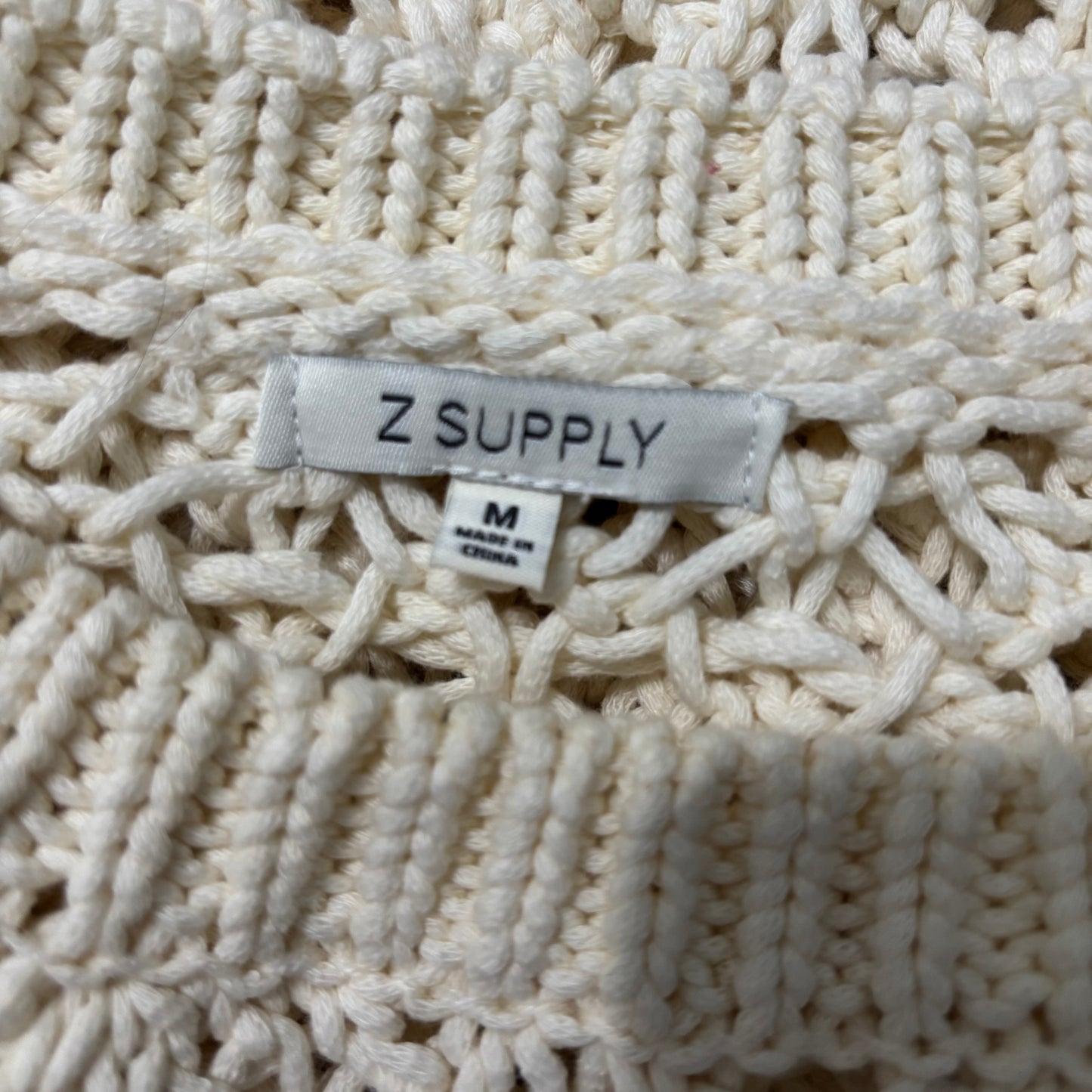 Z SUPPLY Cassian Open Knit Sweater in Sea Salt Size Medium