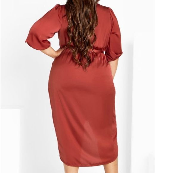 *NEW* CITY CHIC Opulent Toffee Elbow Sleeve Dress Size 14