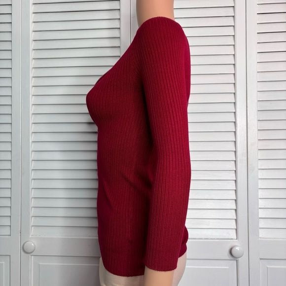 *NEW* EXPRESS Red Ribbed Sweater with Zipper Size XS