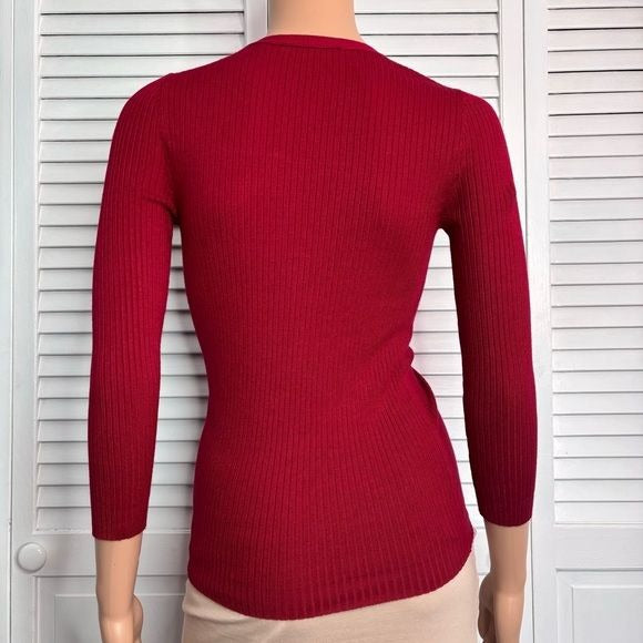 *NEW* EXPRESS Red Ribbed Sweater with Zipper Size XS