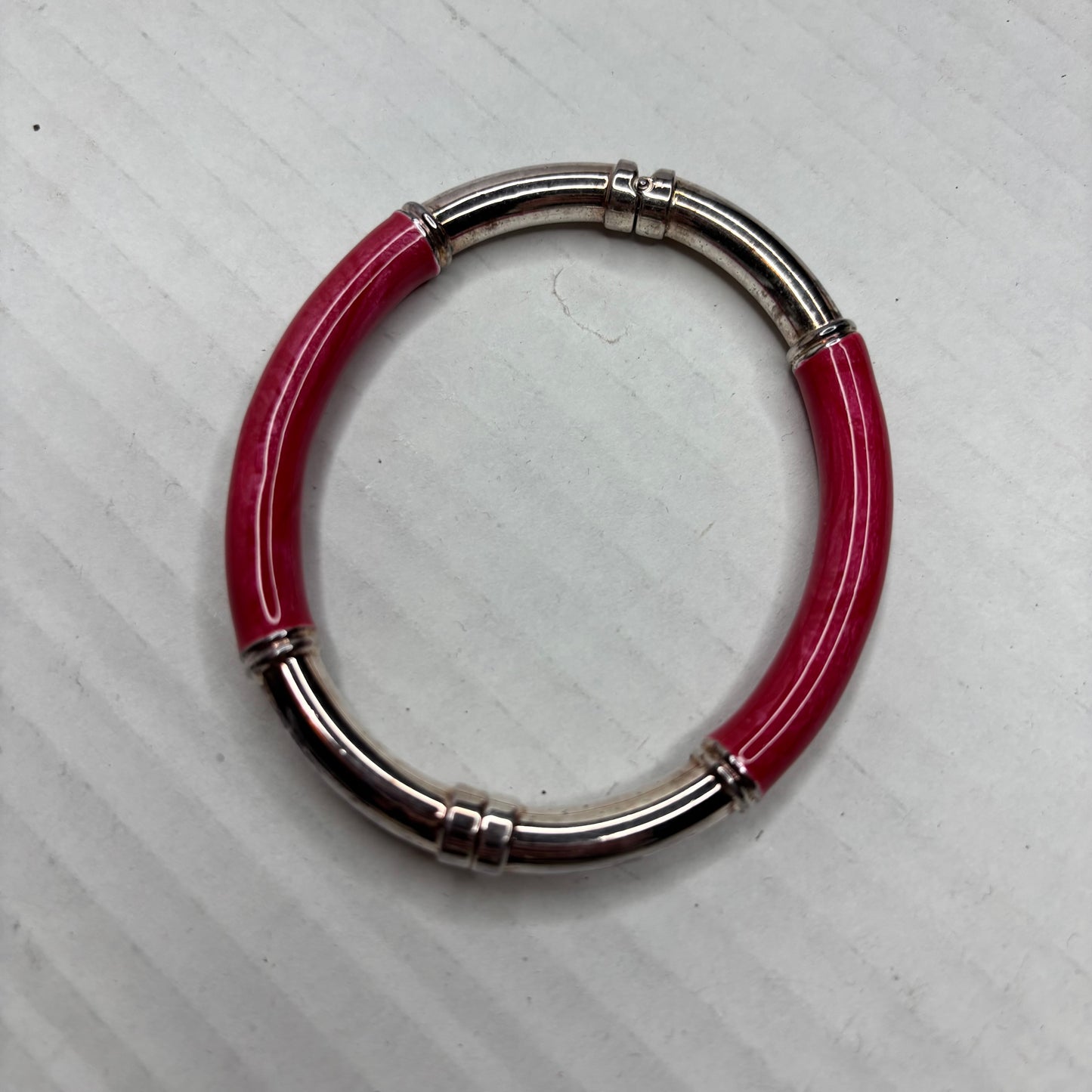MILOR ITALY Sterling Silver & Pink Resin Bangle Bracelet