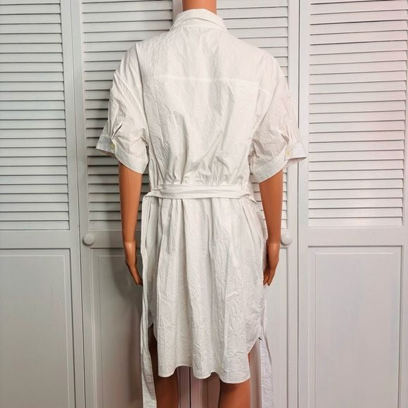 *NEW* COACH White Wrinkled Button Down Shirt Dress Size Large