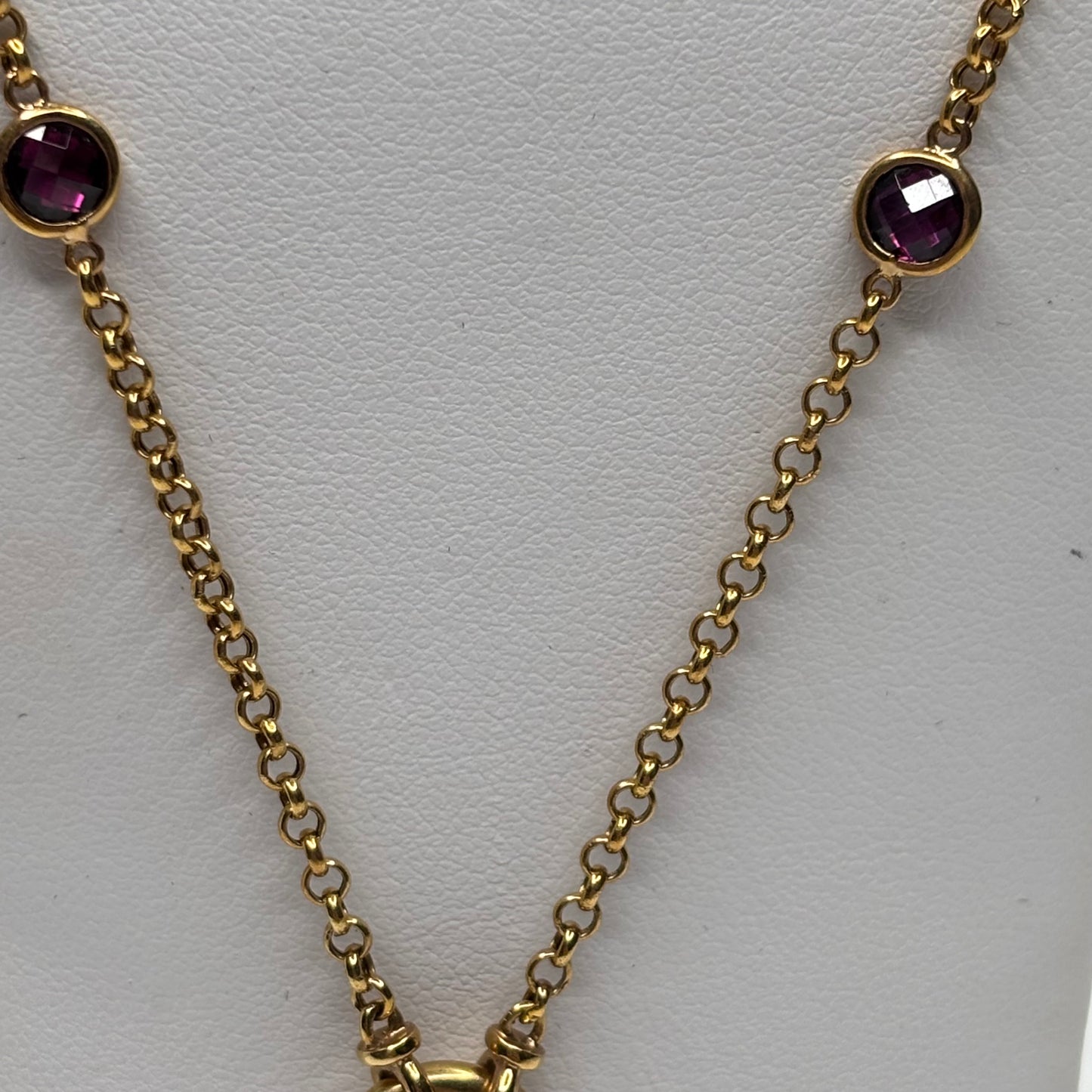 COLLEEN LOPEZ 14K Gold, Black Onyx & Pink Sapphire Necklace