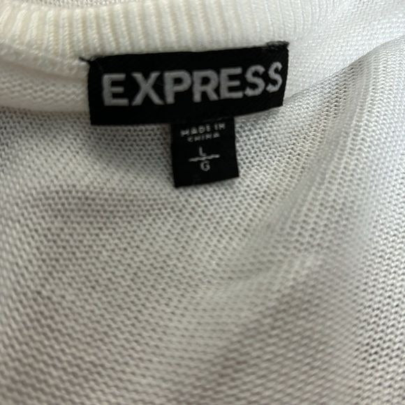 EXPRESS White Semi Sheer Long Sleeve Sweater