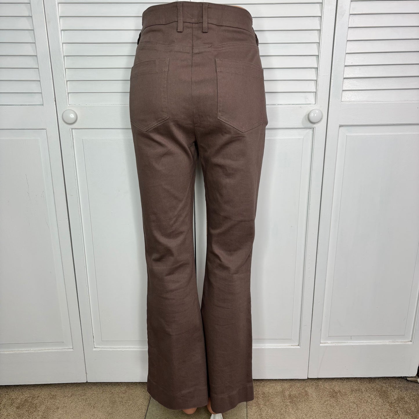 REISS Florence High-Rise Flared Trousers in Mink Size 10