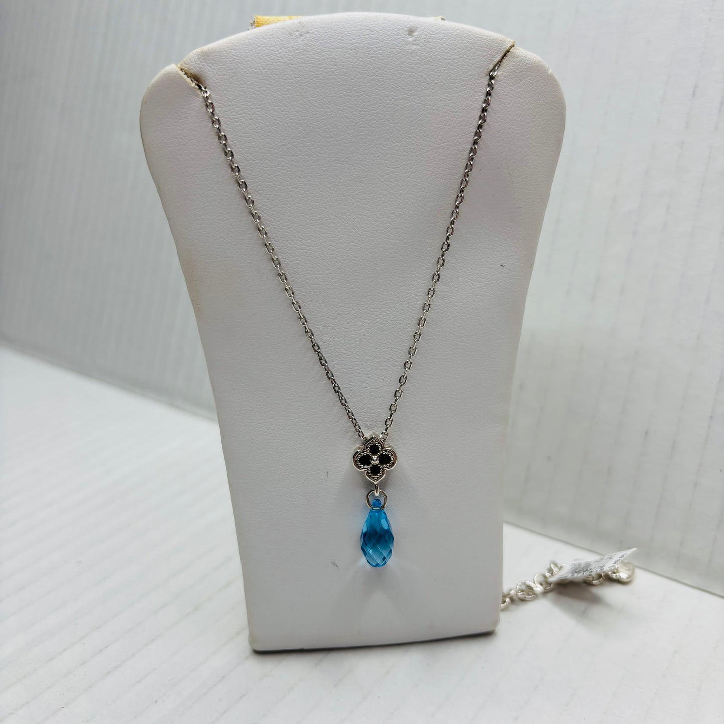 New BRIGHTON Toledo Alto Brio Aqua Blue Teardrop Clover Necklace