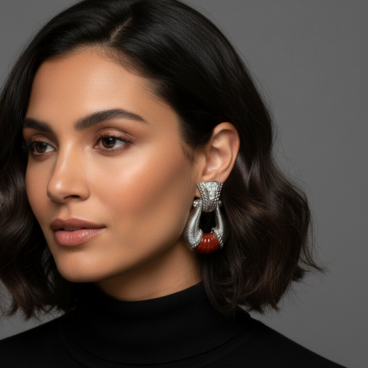 JUDITH RIPKA Sterling Silver Red Jasper CZ Isola Earrings