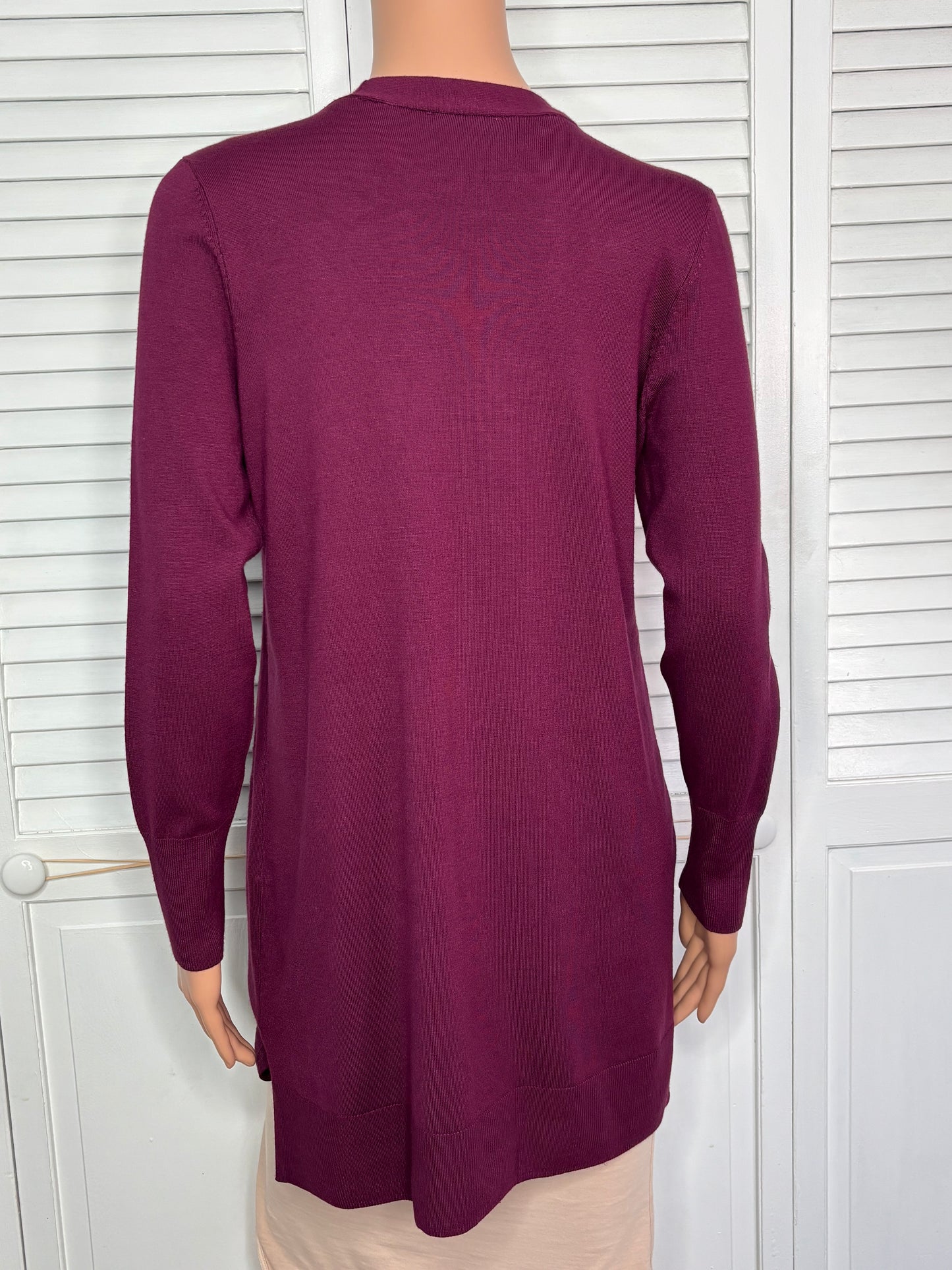 CHICO’S Ella Pocketed Burgundy Cardigan Sweater Size Medium