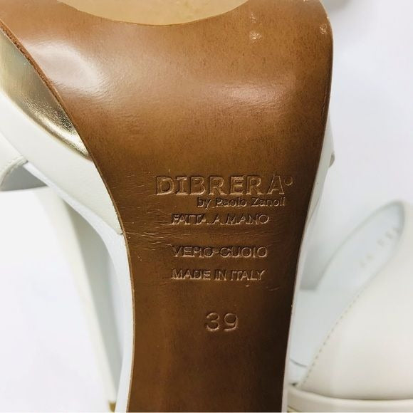 DIBRERA By Paulo Zanoli White Stiletto Heel Shoes Size 8.5