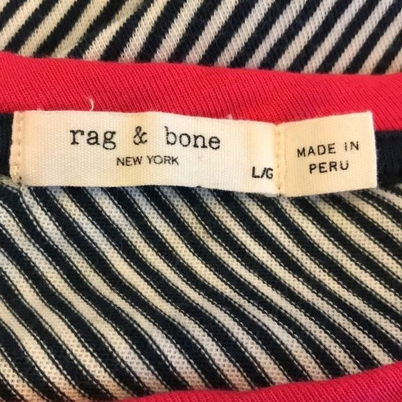 RAG & BONE Yarndye Stripe Short Sleeve Crewneck Tee Size L