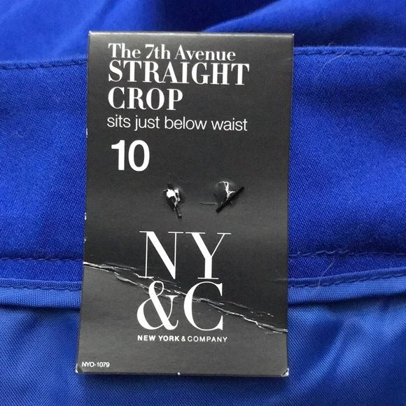 NEW YORK & COMPANY Royal Blue Straight Crop Pants Size 10 *NEW*