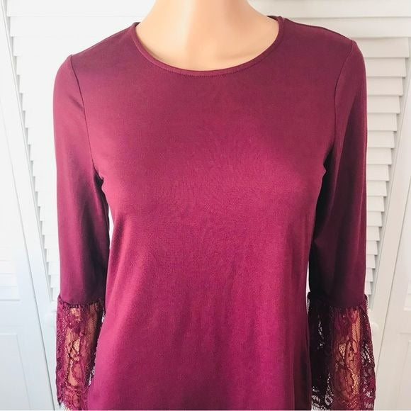 MELISSA PAIGE Petite Purple Lace Cuff Long Sleeve Shirt Size PS