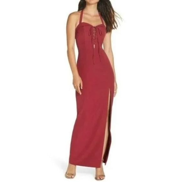 *NEW* WAYF The Sydney Convertible Halter Dark Pink Dress Size XL