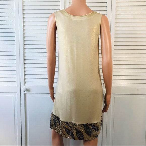 EXPRESS Gold Sequins Sleeveless Dress With Pockets Size L *NEW*