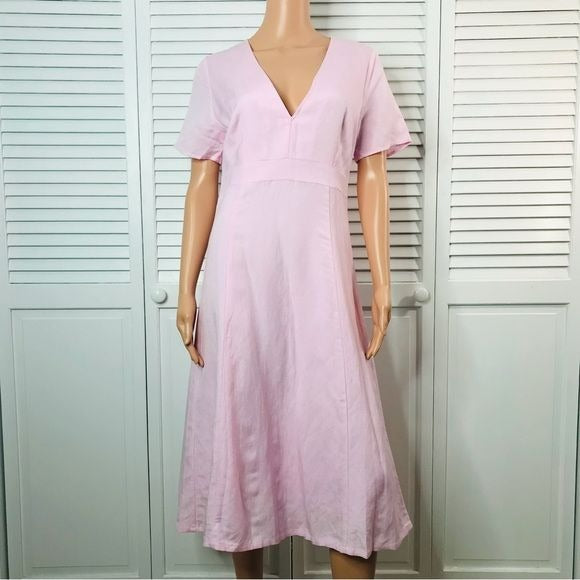 FIRST MONDAY Pink V-Neck Short Sleeve Dress Size S *NEW*