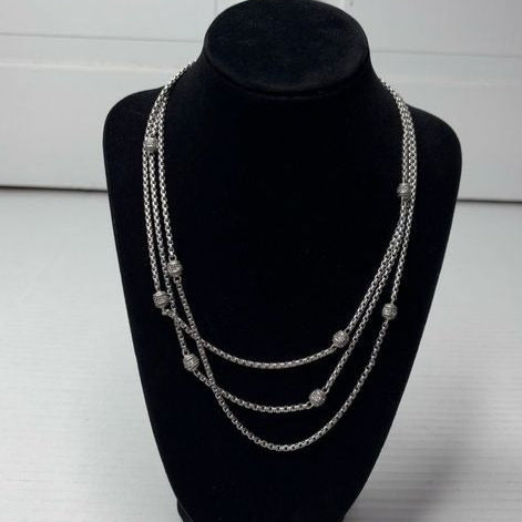 JUDITH RIPKA Sterling  Diamonique Station Three Strand Classic Necklace