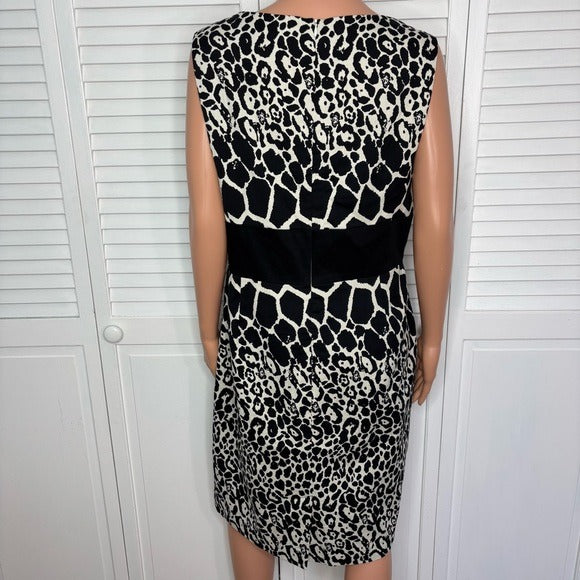 BIGIO COLLECTION Black and White Animal Print Dress Size 14