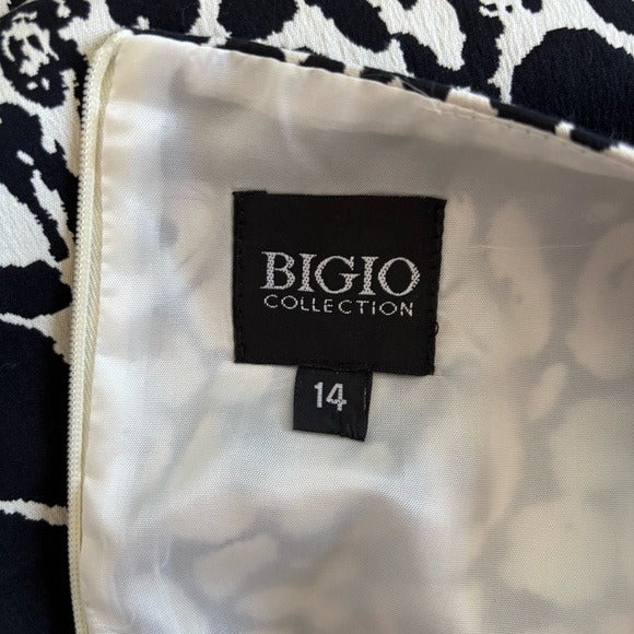 BIGIO COLLECTION Black and White Animal Print Dress Size 14