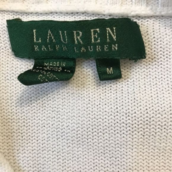 LAUREN RALPH LAUREN White Button Turtleneck Sweater Size Medium