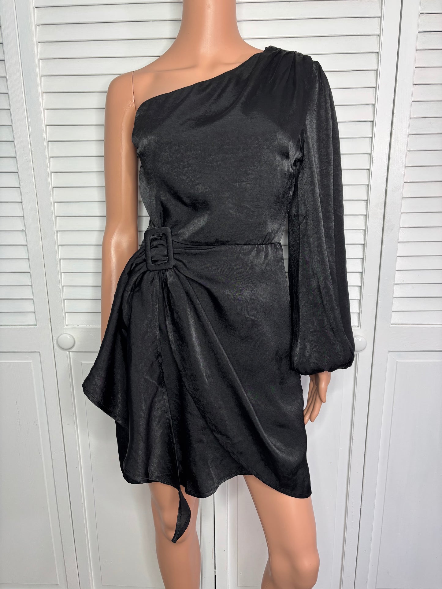 VICI Slay It Babe One Shoulder Buckle Dress Black Size Small