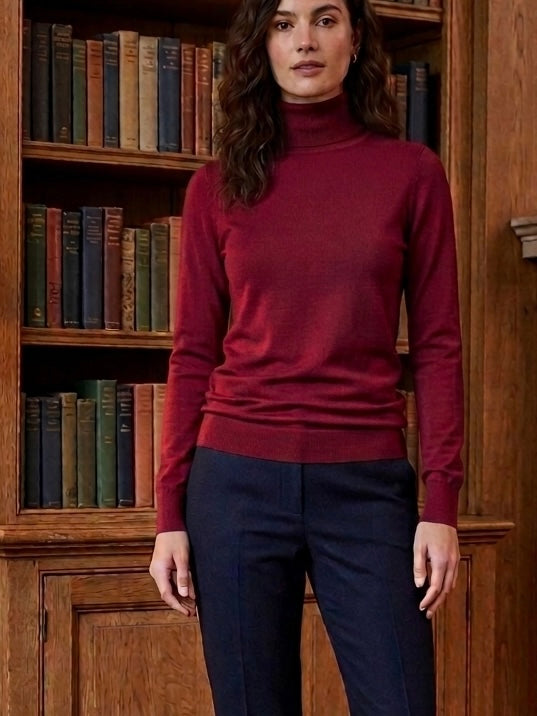 New ANN TAYLOR Red Silk Blend Turtleneck Sweater Size Small