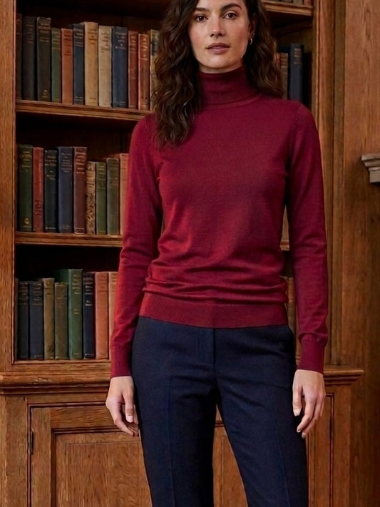New ANN TAYLOR Red Silk Blend Turtleneck Sweater Size Small