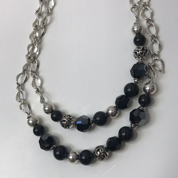 BRIGHTON Silver Black Contempo Chic Necklace *NEW*