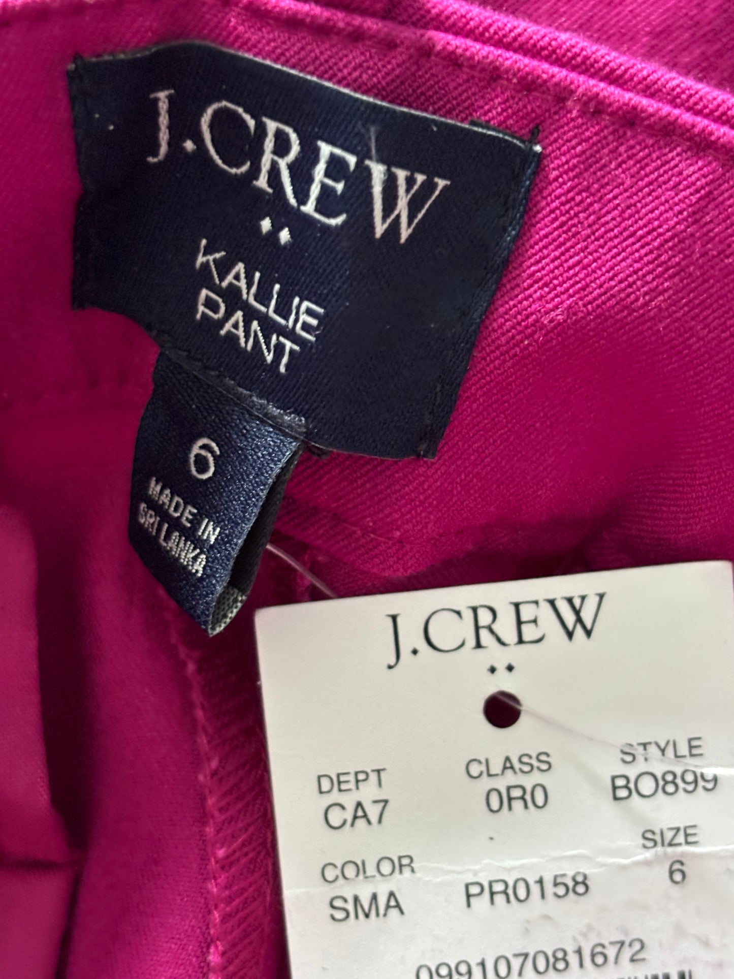 New J.CREW Kallie Straight-Leg Pant in Vibrant Fuchsia Pink Size 6