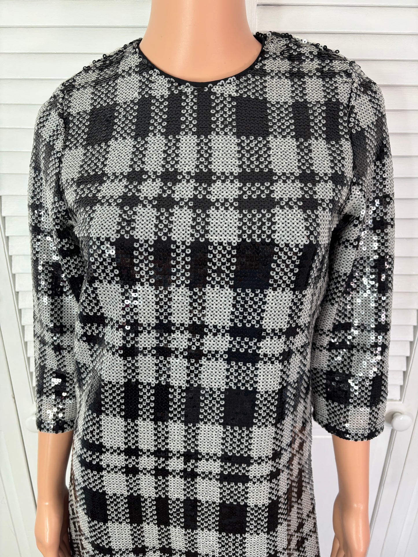 New Draper James RSVP Sequin Plaid Shift Dress Size 2