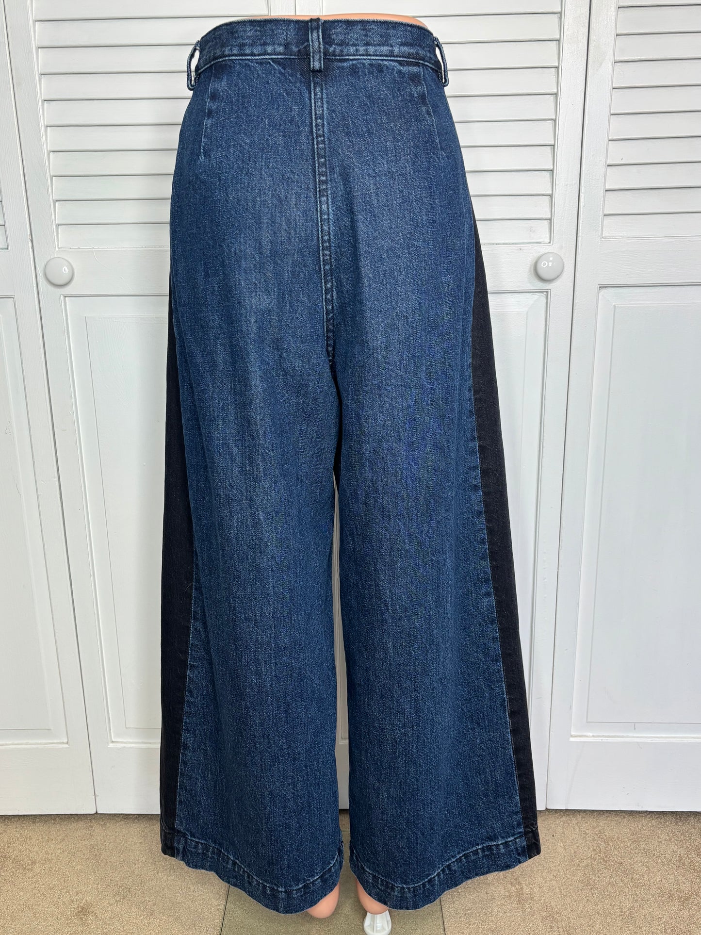 RACHEL COMEY Garra Wide Leg Two-Tone Denim Jeans Size 8